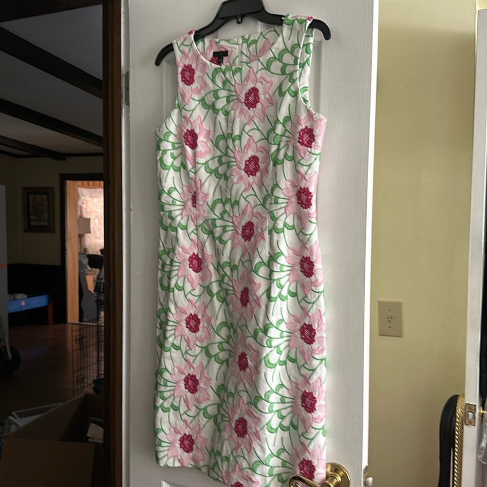 Talbots floral embroidered sheath dress 8